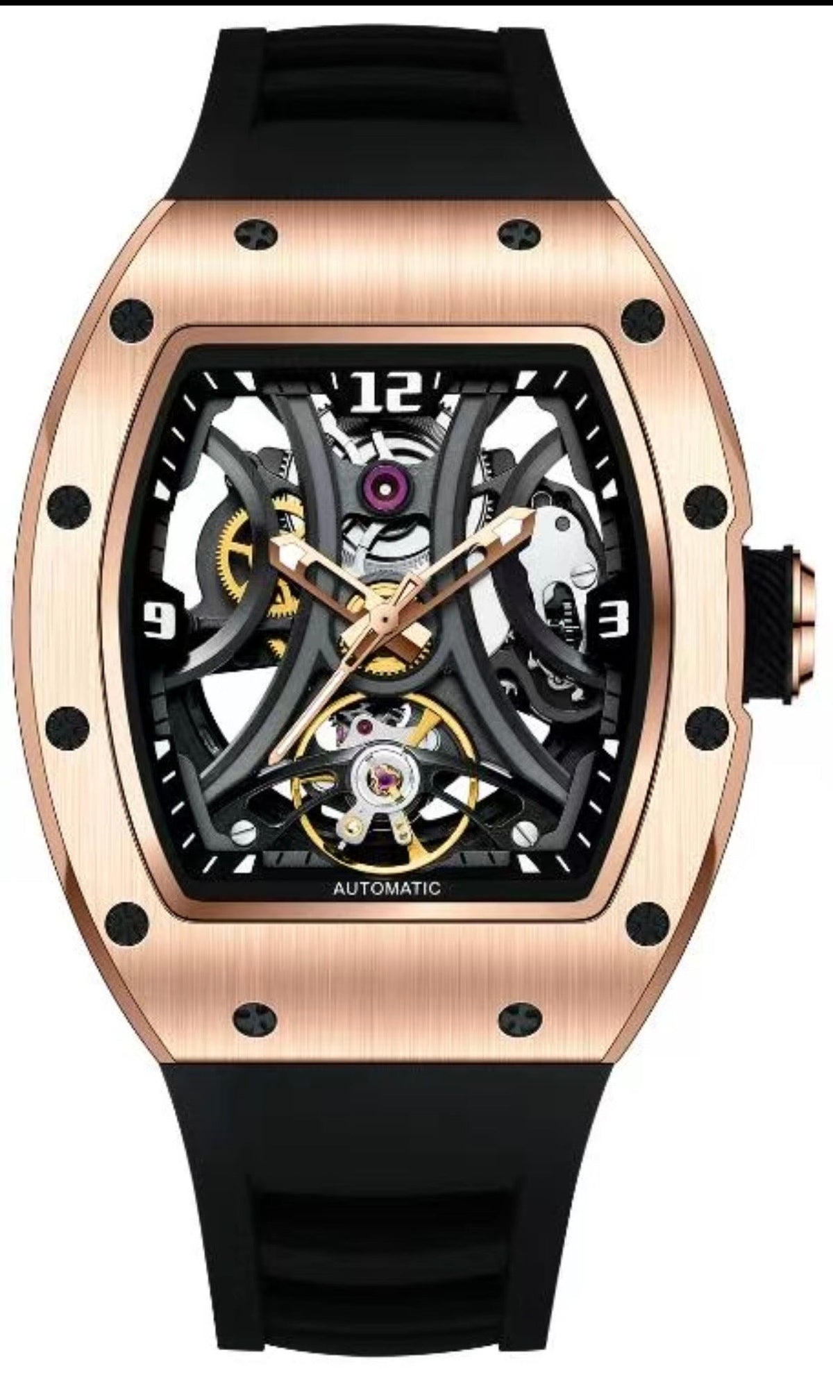 Richard Mille Style · Rose Gold Skeleton