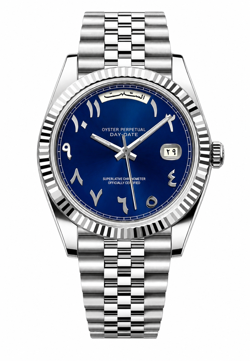 Day-Date Style · Royal Blue Arabic Dial