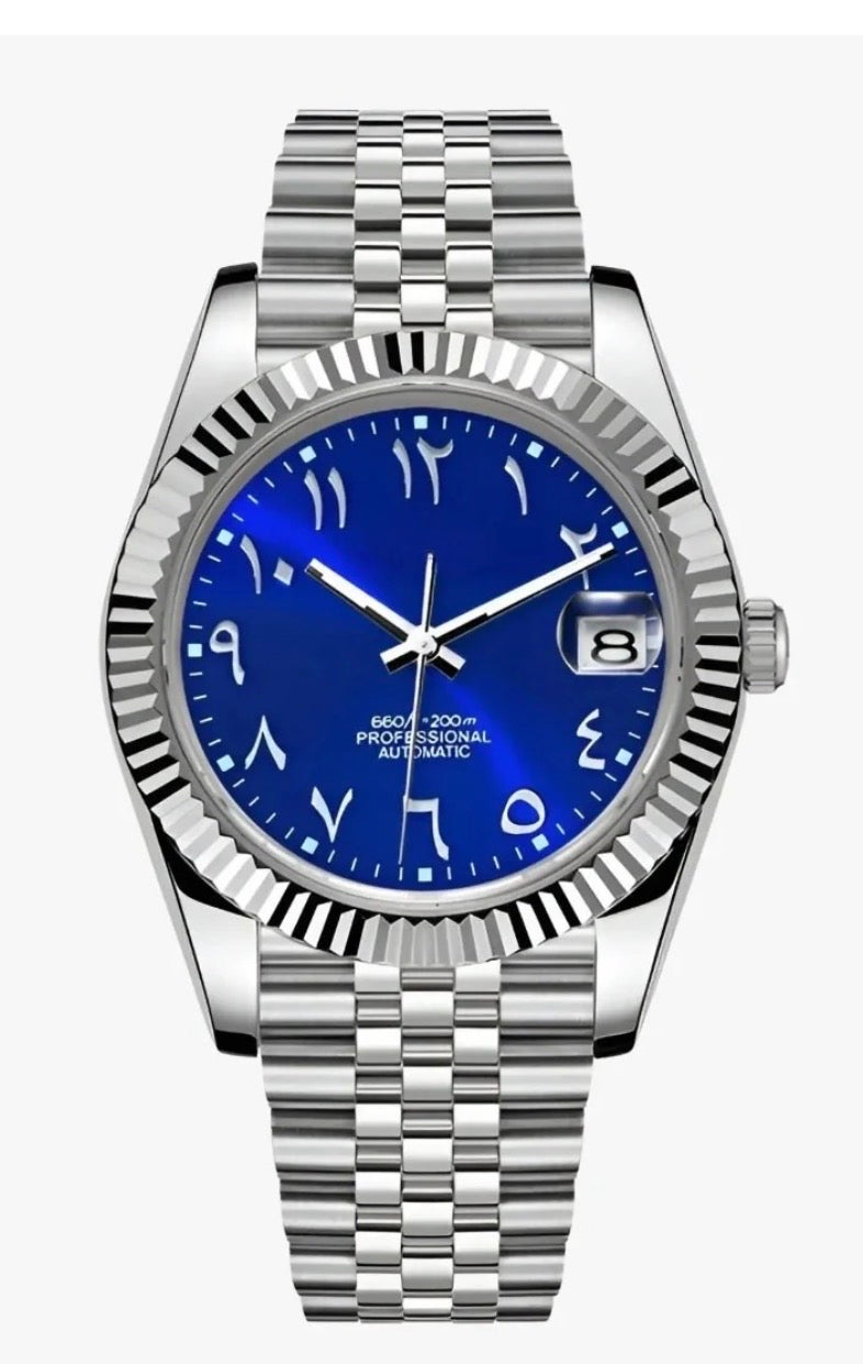 Datejust Style · Blue Arabic Dial