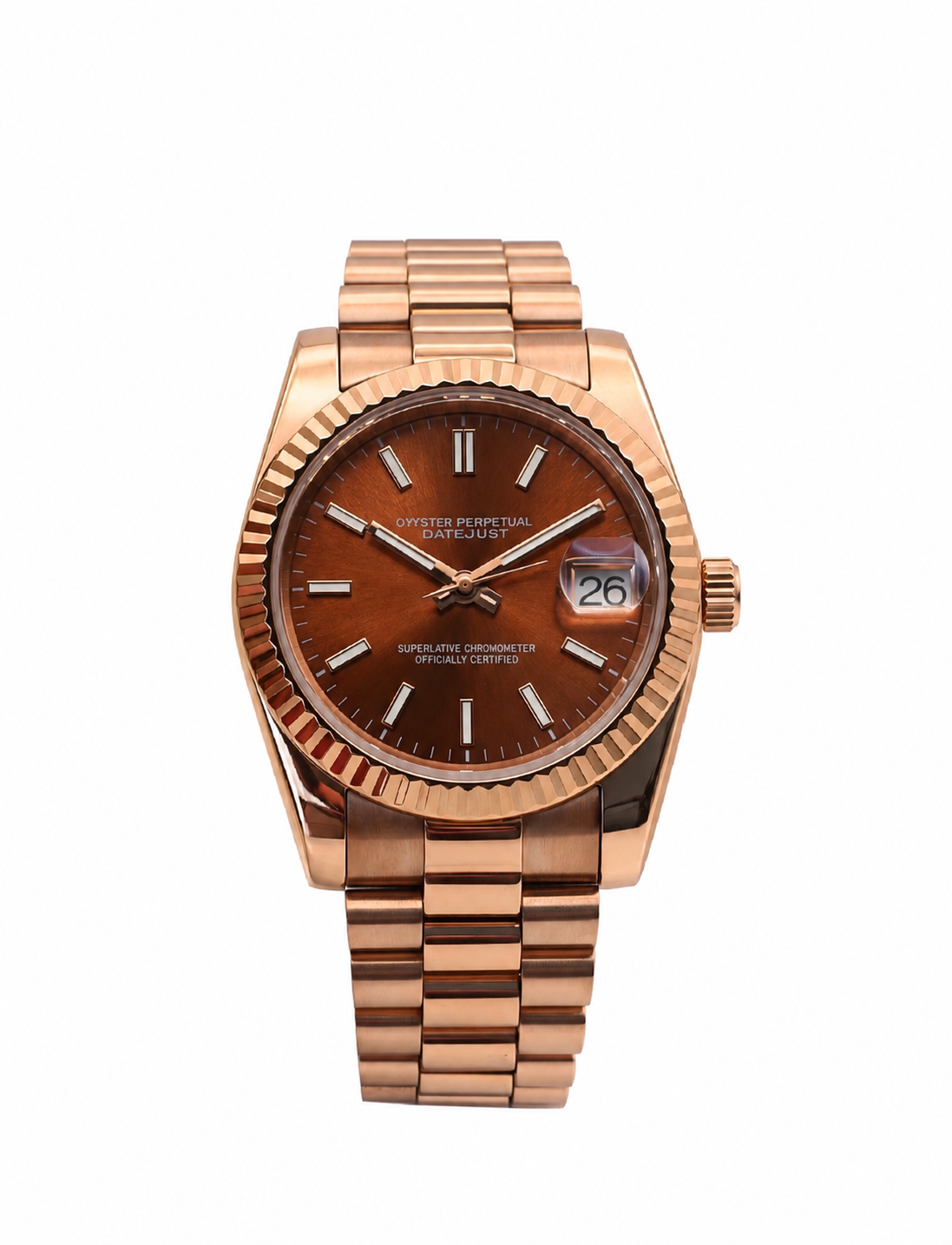 Datejust Style · Rose Gold Chocolate