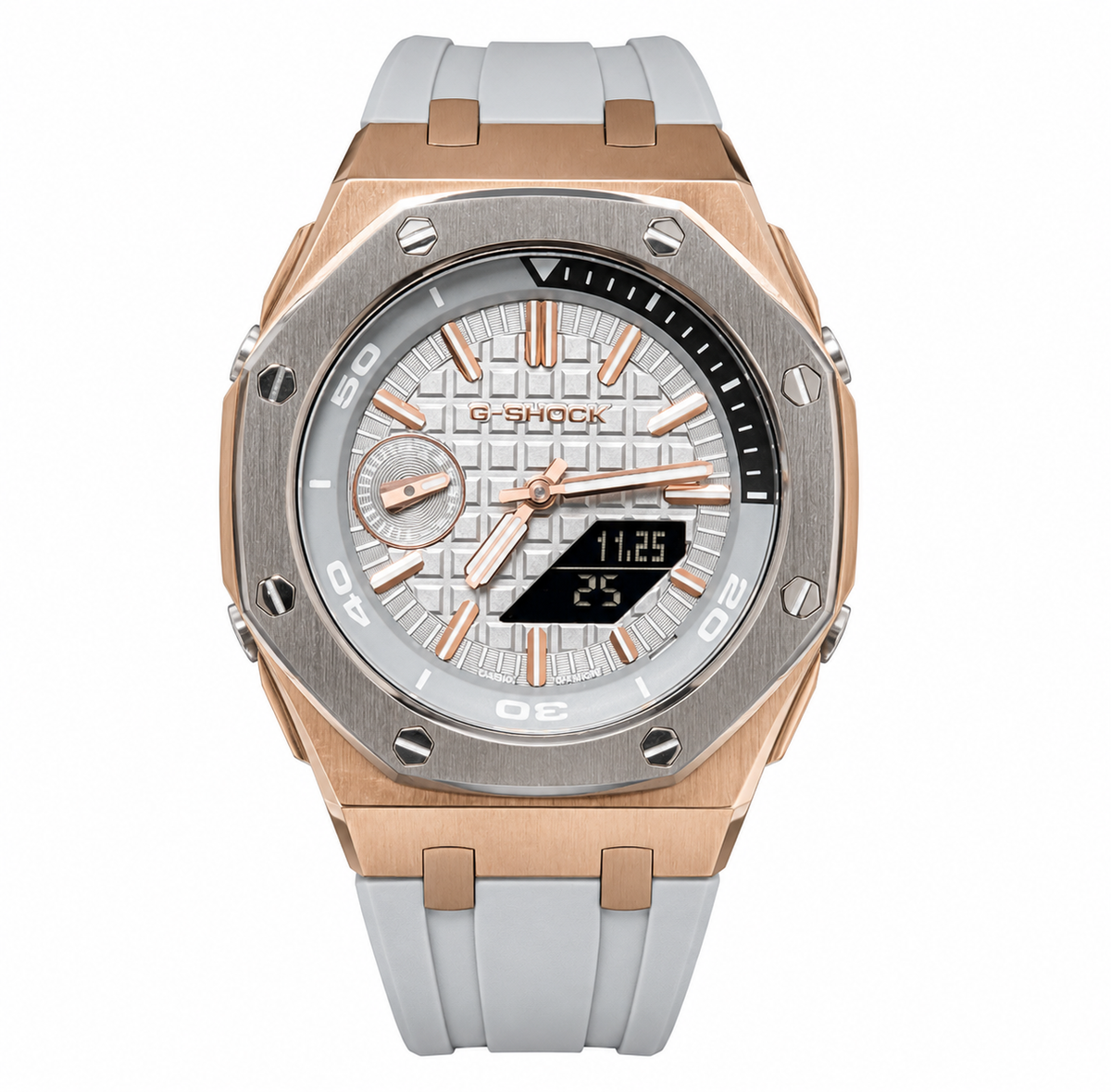 G-Shock Style · Rose Gold & White