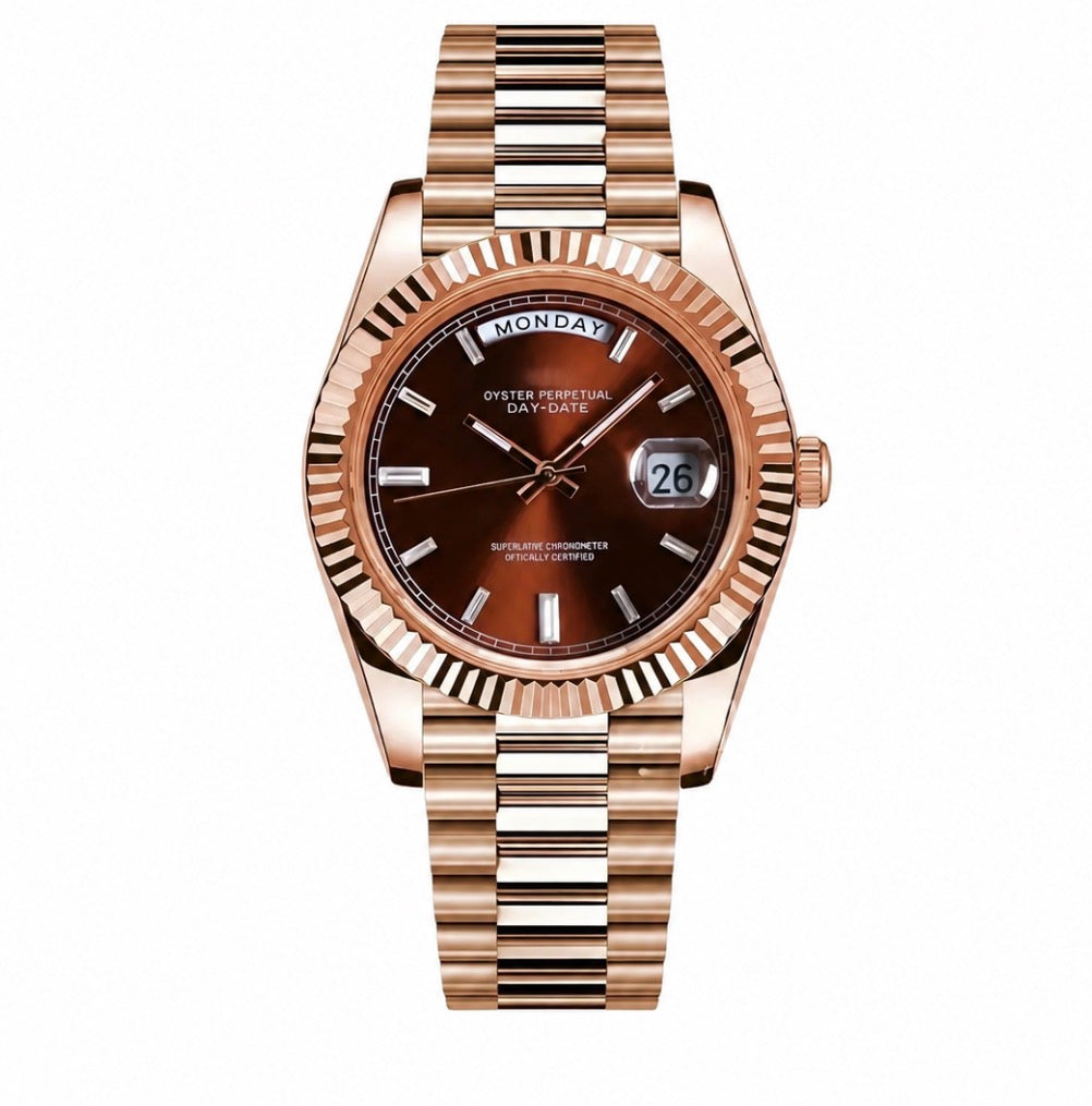Day-Date Style · Rose Gold & Chocolate