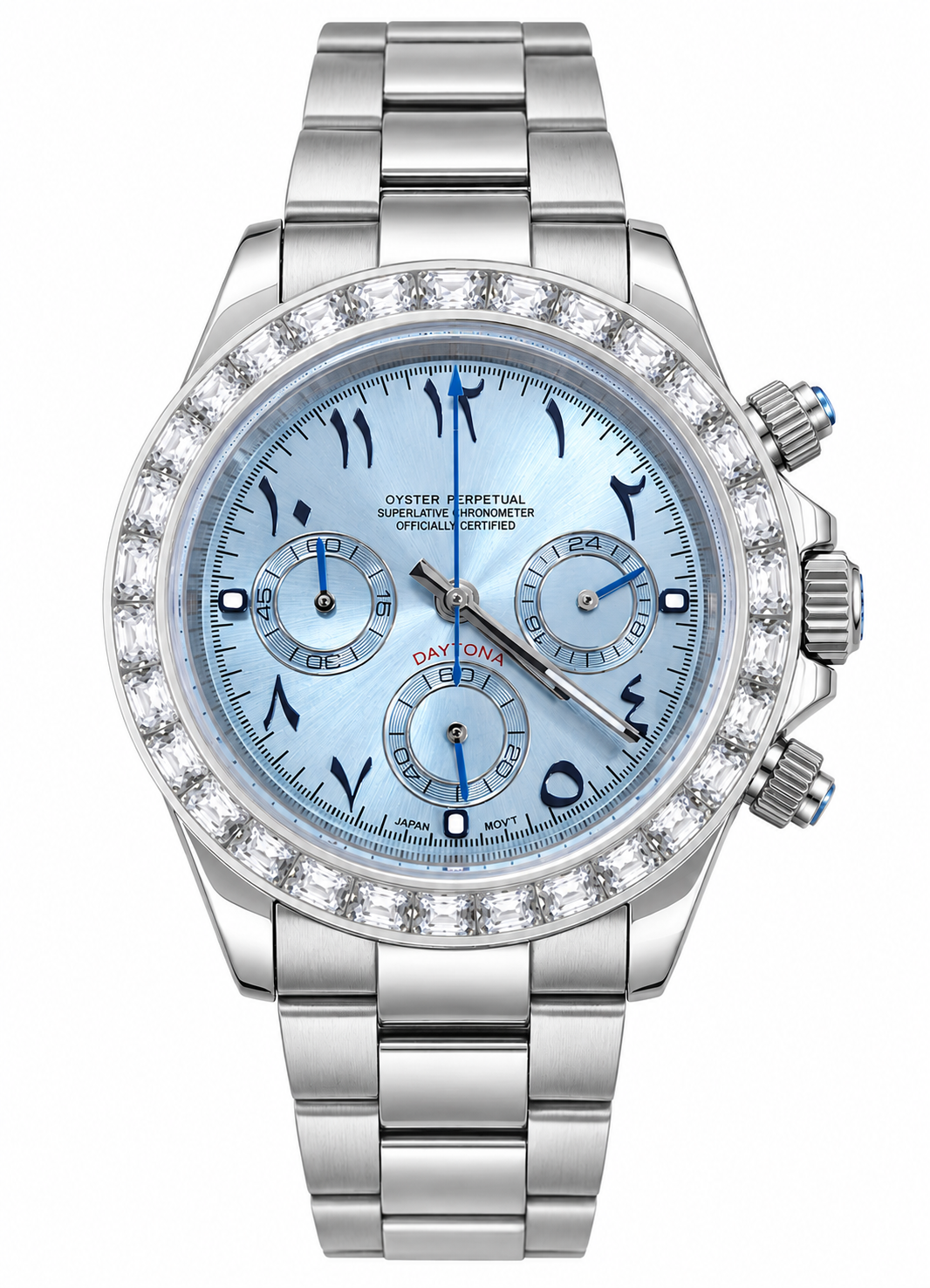 Daytona Style · Platinum Blue Baguette Arabic