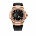 Nautilus Style · Rose Gold Open Heart & Black Leather