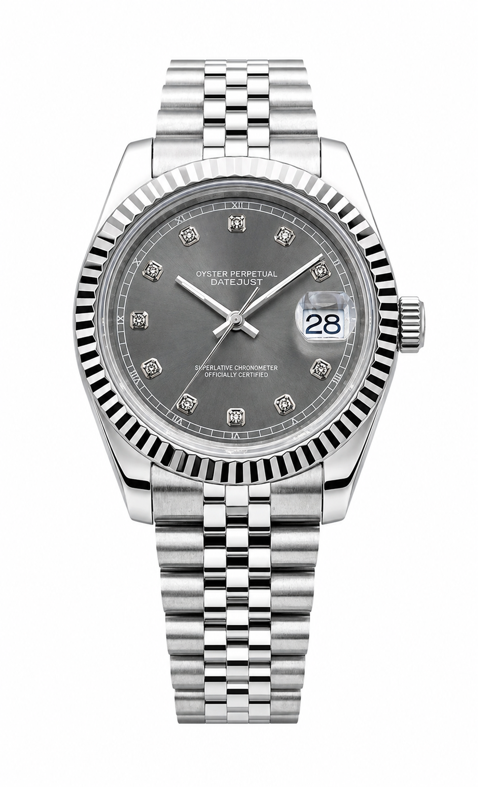 Datejust Style · Grey Diamond Bezel