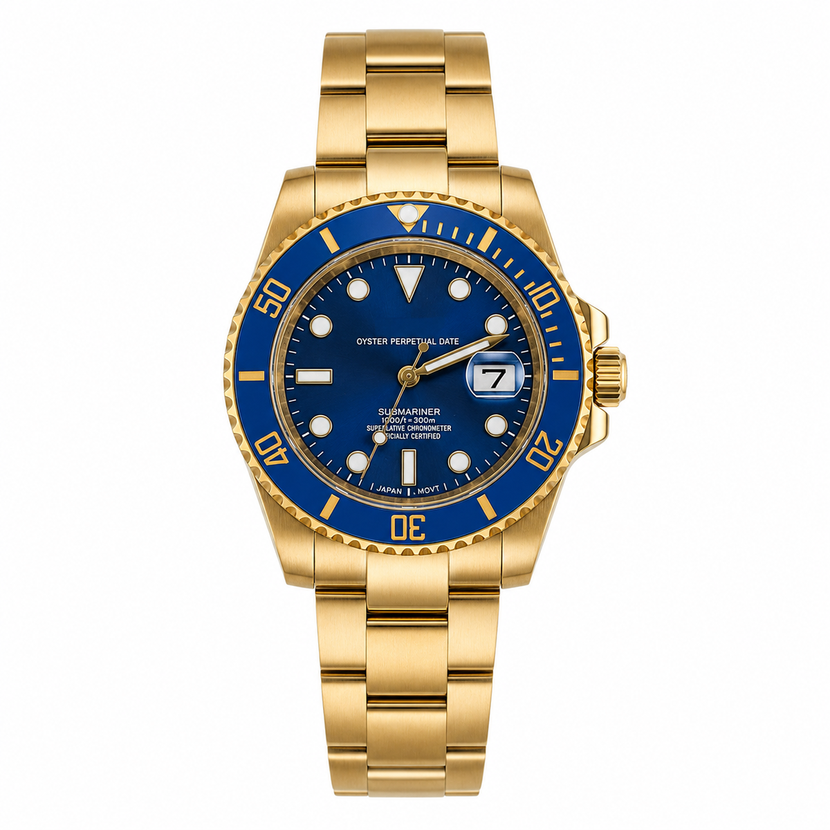 Submariner Style · Yellow Gold & Blue