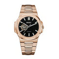 Nautilus Style · Open Heart Rose Gold Black