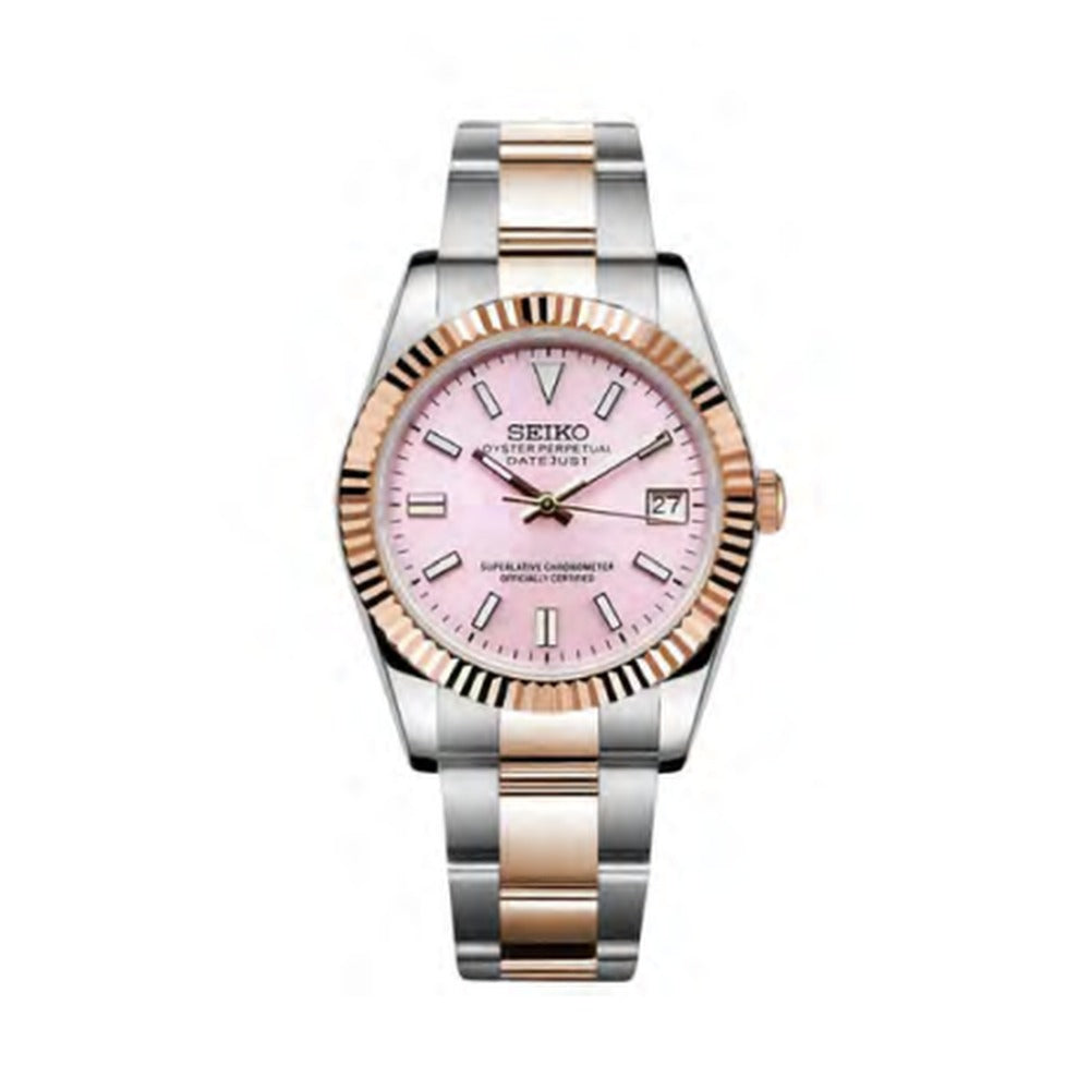 Datejust Style · Two-Tone Rose Gold Pink