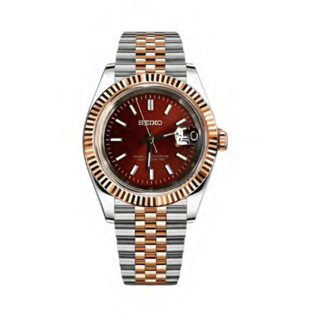 Datejust Style · Two-Tone Rose Gold Red