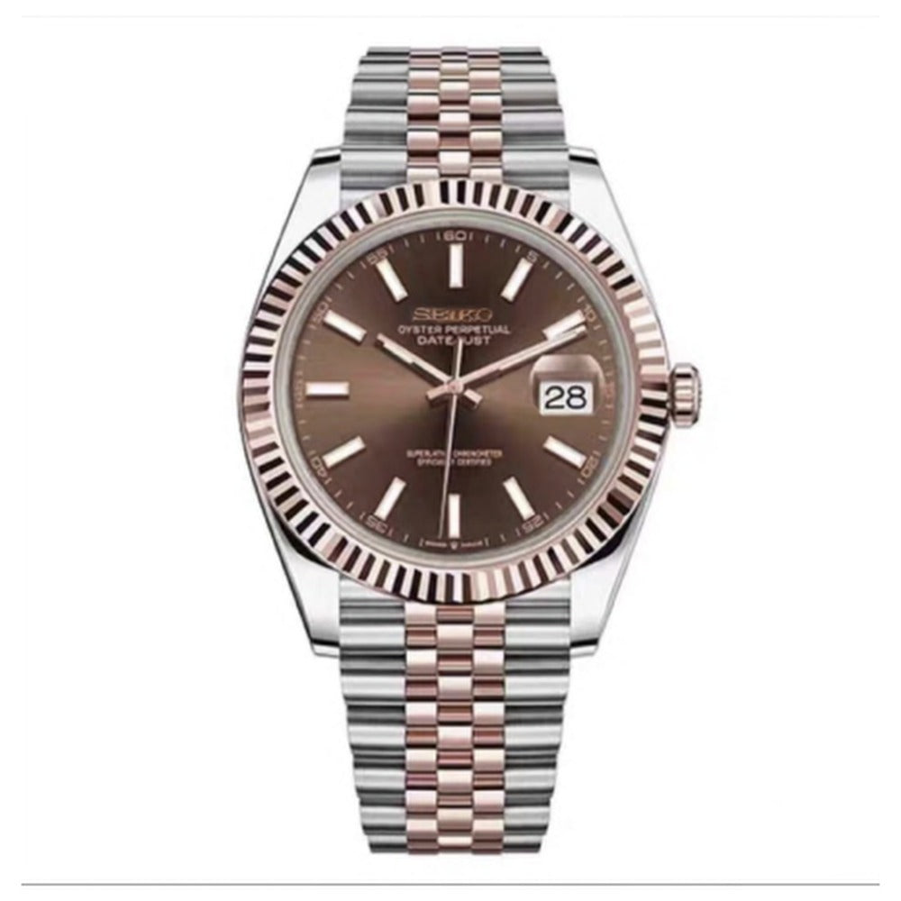 Datejust Style · Two-Tone Rose Gold Chocolate