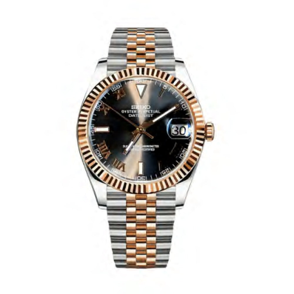 Datejust Style · Two-Tone Rose Gold Black