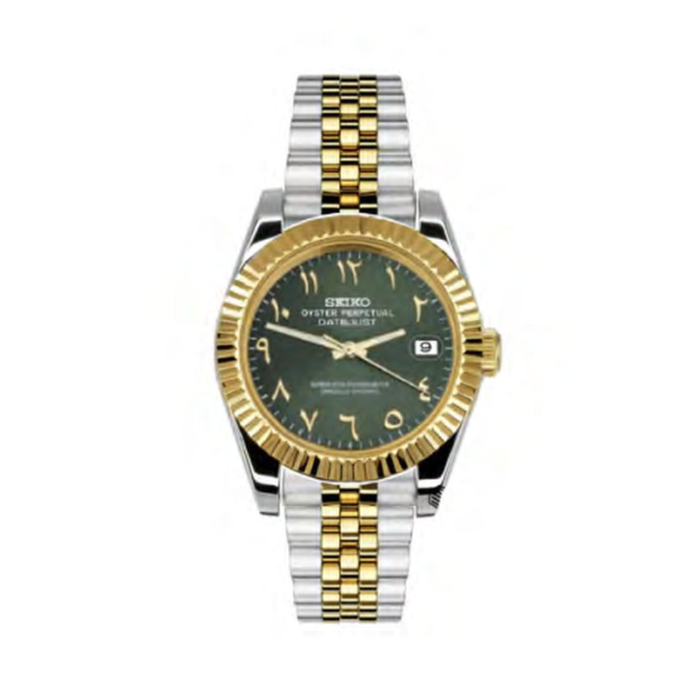 Datejust Style · Two-Tone Green Arabic