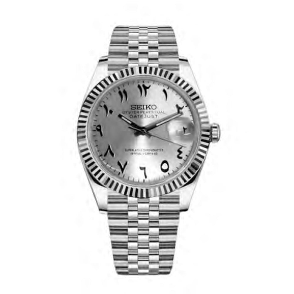 Datejust Style · Silver Arabic