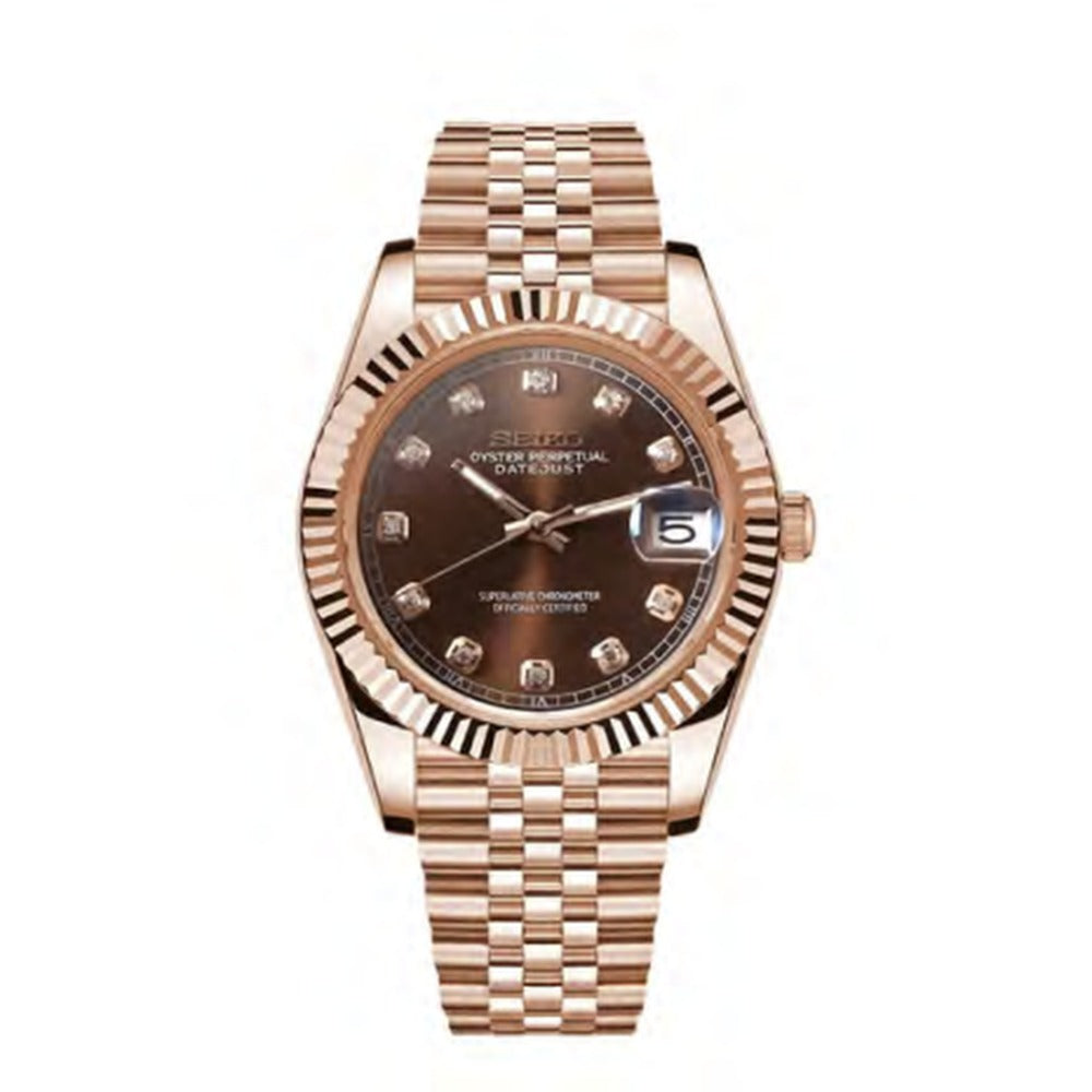 Datejust Style · Rose Gold Crystal Champagne