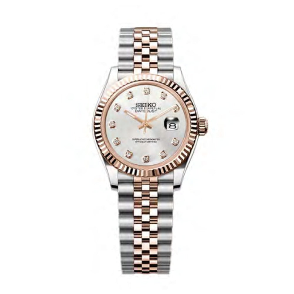 Datejust Style · Femme Rose Gold White Diamond